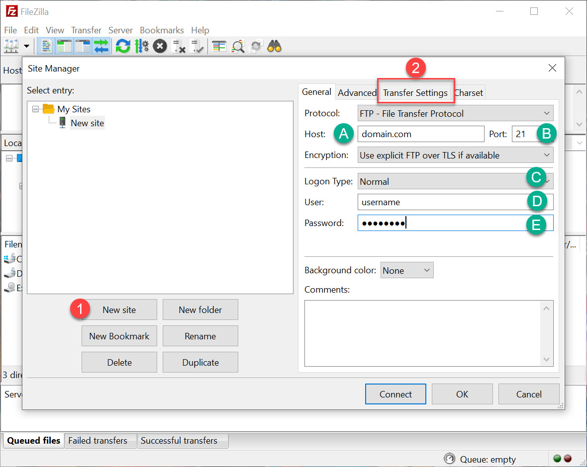 how to connect to a website through filezilla
